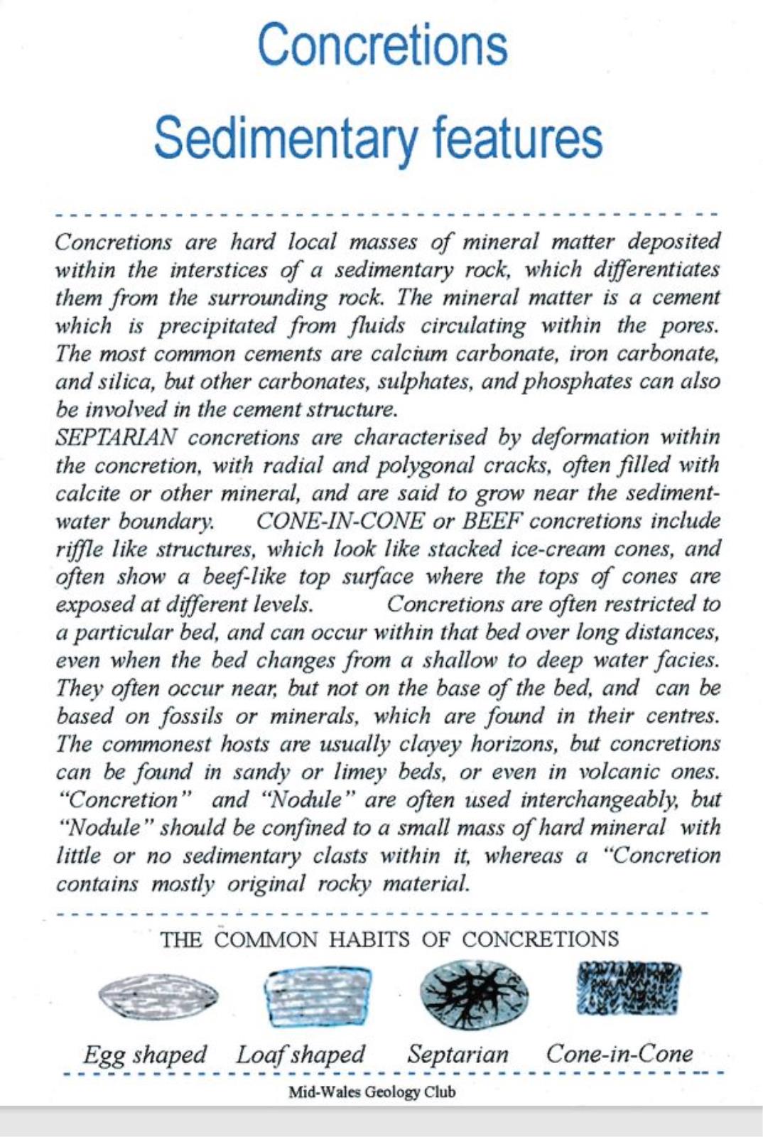 Concretions Sedimentary features. Bills Publications